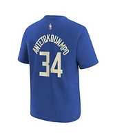 Nike Big Boys and Girls Giannis Antetokounmpo Royal Milwaukee Bucks 2024/25 City Edition Name Number T-Shirt