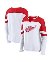 Fanatics Women's White/Athletic Red Detroit Wings 2025 Nhl Stadium Series Frozen Long Sleeve Notch Neck Top