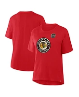 Fanatics Women's Athletic Red Chicago Blackhawks 2025 Winter Classic Primary Logo Top