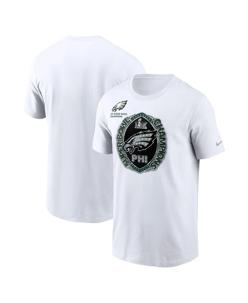 Nike Men's White Philadelphia Eagles Two-Time Super Bowl Champions Ring T-Shirt