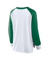 Fanatics Women's White Boston Celtics Open Lane Waffle Long Sleeve V-Neck T-Shirt