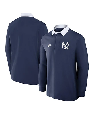 Nike Men's Navy New York Yankees Rugby Long Sleeve T-Shirt