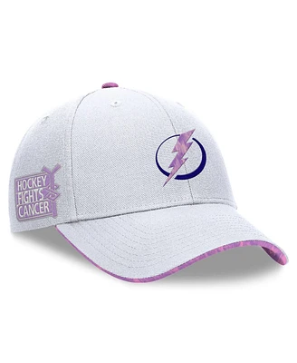 Fanatics Men's White Tampa Bay Lightning Authentic Pro Hockey Fights Cancer Adjustable Hat