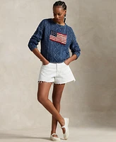 Polo Ralph Lauren Women's Flag Aran-Knit Cotton Sweater