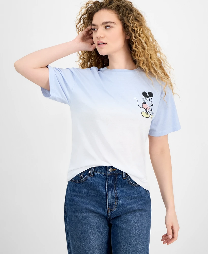 Freeze 24-7 Juniors' Mickey Mouse Group Graphic Ombre T-Shirt