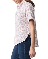 Gloria Vanderbilt Women's Daisy Printed Short-Sleeve Shirt