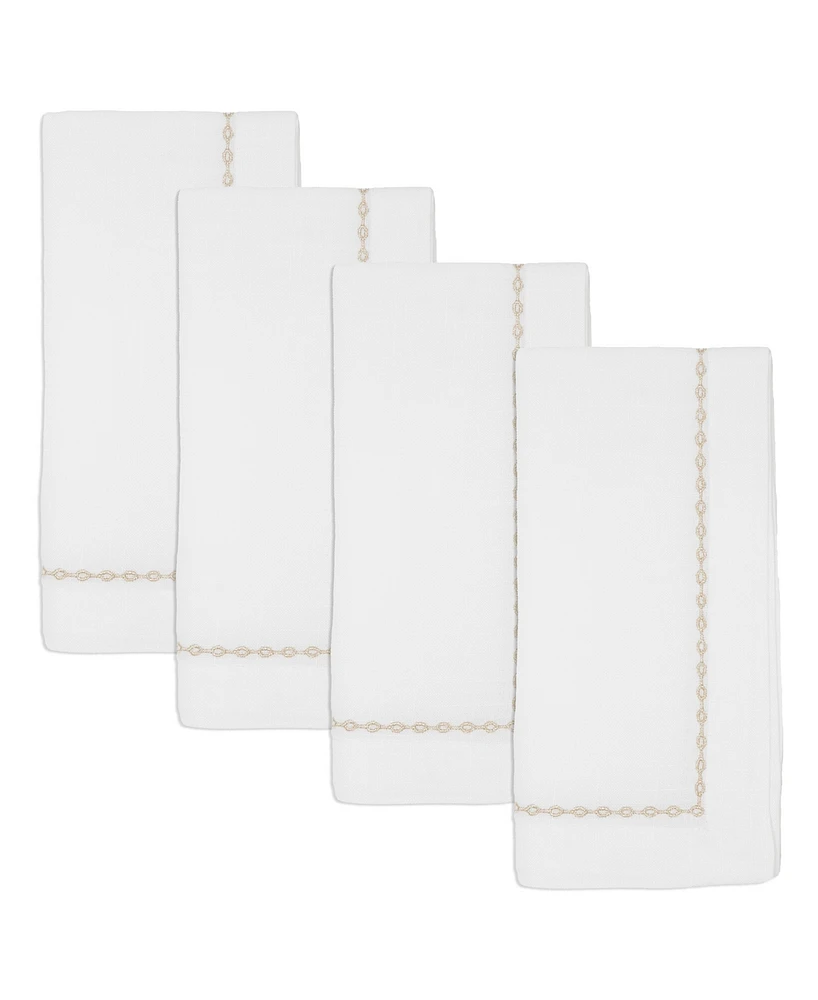 Saro Lifestyle Timeless Chainlink Embroidery Napkin, Set of 4