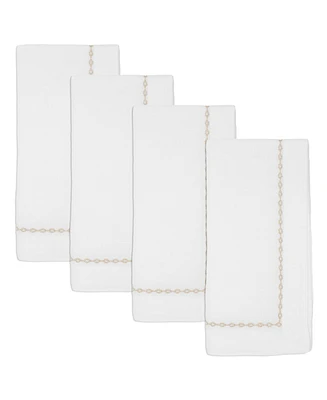 Saro Lifestyle Timeless Chainlink Embroidery Napkin, Set of 4