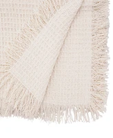 Saro Lifestyle Fringe-Touched Waffle Weave Table Runner, 16" x 72"