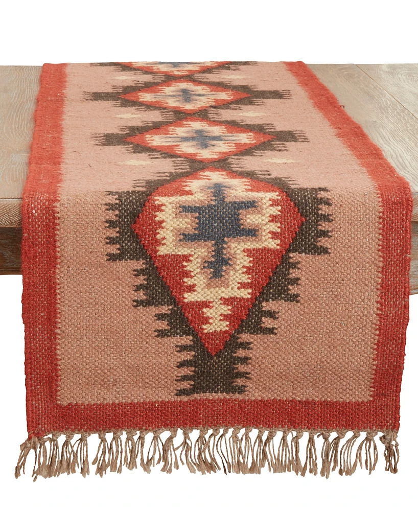 Saro Lifestyle Ethnic Weave Kilim Table Runner, 16" x 72"