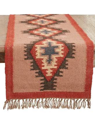 Saro Lifestyle Ethnic Weave Kilim Table Runner, 16" x 72"