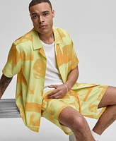 Mode of One Men's Short-Sleeve Photoreal Collage Camp Collar Shirt, Exclusively at Macy's