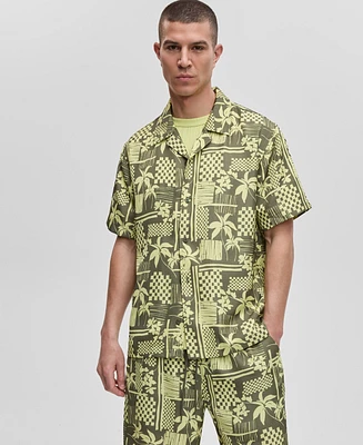 Mode of One Men's Short-Sleeve Vacation Palm Camp Collar Shirt, Exclusively at Macy's