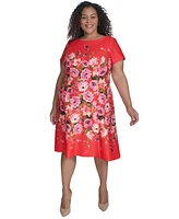 Jessica Howard Plus Floral Boat-Neck Fit & Flare Dress