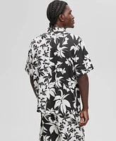 Mode of One Men's Short-Sleeve Palm Reverse Splicing Camp Collar Shirt, Exclusively at Macy's