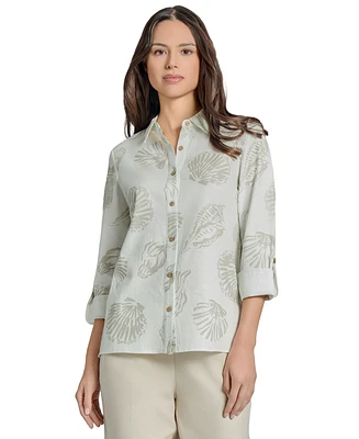 Jones New York Women's Embroidered Lined-Blend Blouse