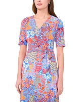 Msk Women's Printed Belted Midi Dress