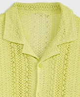 Mode of One Men's Relaxed-Fit Textured Crochet Button-Down Camp Shirt, Exclusively at Macy's