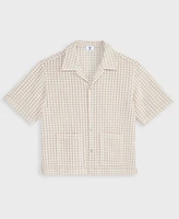 Mode of One Men's Relaxed-Fit Textured-Knit Bubble Lace Button-Down Camp Shirt, Exclusively at Macy's