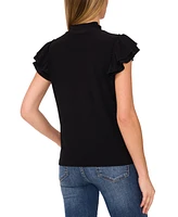 CeCe Women's Double Ruffle-Sleeve Mock-Neck Top