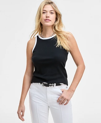 On 34th Women's Contrast Tipped Micro Rib Tank Top, Exclusively at Macy's
