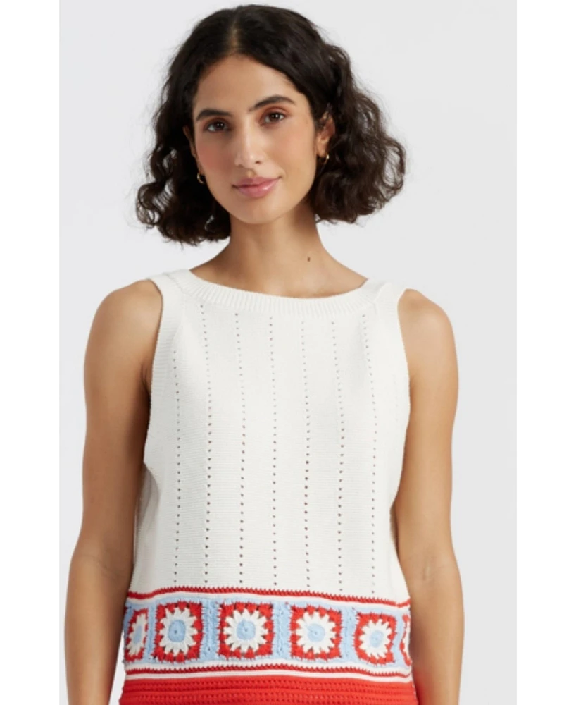 Chinti and Parker Women's & Cotton Hand Crochet Vest