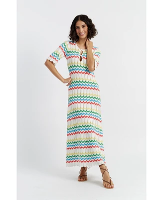 Chinti and Parker Women's & Cotton Chevron Stitch Dress