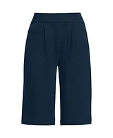 Lands' End Plus Size Sport Knit High Rise Pleated 12" Bermuda Shorts