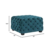 29 Inch Square Velvet Ottoman, Button-Tufted Upholstered Footrest for Living Room & Bedroom-The Pop Home