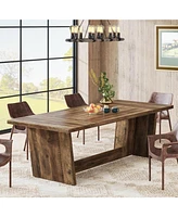 Tribesigns 70.87-Inch Dining Room Table for 6-8 People, Rectangular Farmhouse Kitchen with Solid Pedestal