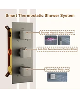 12-inch Luxury Shower System with Handheld Shower Head and Body Jets Led Ceiling Shower Head with Side Spray Thermostatic Shower System Shower Trim Ki