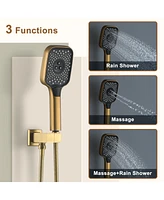 22-inch Rain Shower Head with Handheld System Body Jets Waterfall Trim Kit