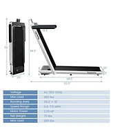 2 in 1 Under Desk Treadmill, 2.25HP Superfit Folding Treadmill with Touch Panel Control, App Control, Remote Control, Bluetooth Speaker, Foldable Walk