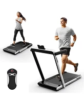 2 in 1 Under Desk Treadmill, 2.25HP Superfit Folding Treadmill with Touch Panel Control, App Control, Remote Control, Bluetooth Speaker, Foldable Walk