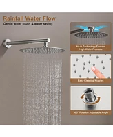 3-Function Luxury Shower System with Handheld Thermostatic Faucet Body Jets Wall-Mounted Rain Head, Matte Black