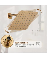 Integrated 2 Function Shower Faucet Set Wall-Mounted Head with Bathtub Spout Rainfall Head, Brushed Gold