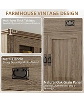 Farmhouse Kitchen Pantry, Storage Cabinet with Power Outlets
