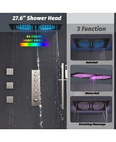 64 Color Luxury Led Shower System with Handheld Shower Shower Faucet Set with Side Body Sprayer Ceiling Rain Shower Head, Brushed Nickel