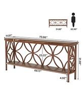 Tribesigns 70.9-Inch Narrow Sofa Table, Industrial Long Table Behind Couch, Entry Console with Storage for Entryway, Living Room, Foyer, Un