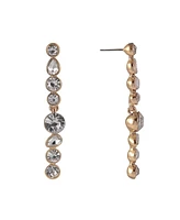 Laundry by Shelli Segal Gold Tone and Bezel Crystal Stone Linear Earrings