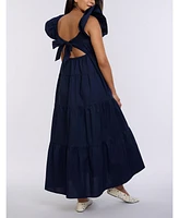 Women's Ruffle Sleeve Tie-Back Maxi Maternity Dress - Motherhood