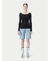 Gobi Cashmere Women's Ribbed Cotton Silk Blend Sweater
