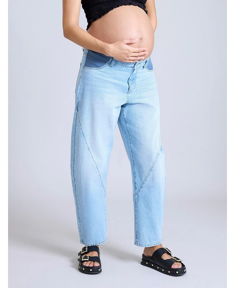 Motherhood Maternity Under the Belly Barrel Leg Jeans