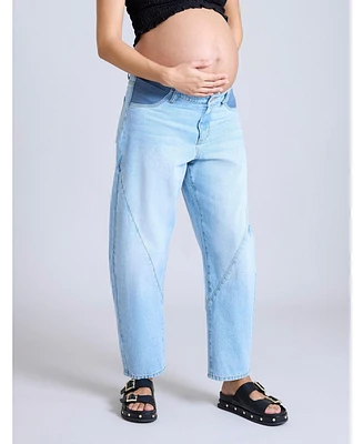 Motherhood Maternity Under the Belly Barrel Leg Jeans