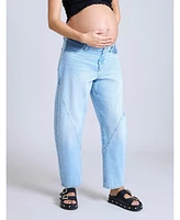 Motherhood Maternity Under the Belly Barrel Leg Jeans