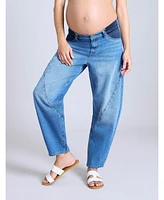 Motherhood Maternity Maternity Under the Belly Barrel Leg Jeans - Motherhood