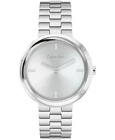 Calvin Klein Women's Twisted Bezel Silver Tone Stainless Steel Bracelet Watch, 34mm