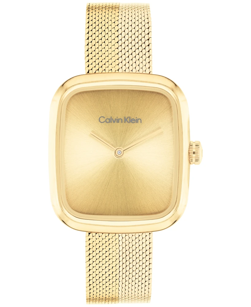 Calvin Klein Women's Adore Gold Tone Stainless Steel Mesh Bracelet Watch, 30mm