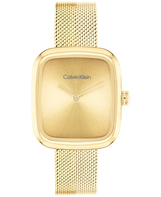 Calvin Klein Women's Adore Gold Tone Stainless Steel Mesh Bracelet Watch, 30mm