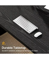Tribesigns 70.87-Inch Executive Computer Desk: Large Home Office Desk with Solid Wooden Pedestal, Industrial Wood Study Writing Table, Workstation Bus